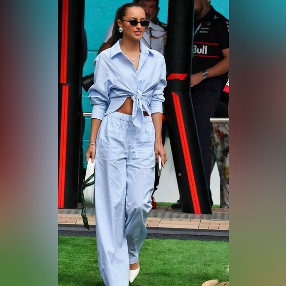 Other - Aritzia Light Blue & white striped linen set
